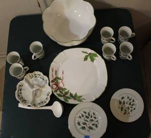 lot 267 image: Punch bowl set and plates see pictures