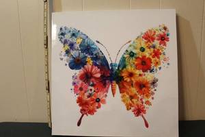 lot 264 image: Butterfly wall art about 16 in tall