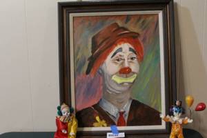 lot 257 image: Emmett Kelly, a famous American circus clown known for his Weary Willie character and two small clown figures