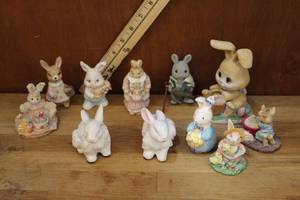 lot 57 image: a collection of vintage Easter bunny figurines