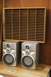 lot 310 image: Two sharp speakers was told they worked I can not test here and tape holder