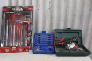 lot 40 image: Ironton 17 Pc File Set, Bit Set Few Missing and Rivet Kit with Rivets