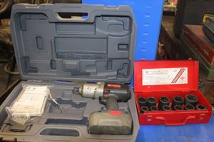 lot 44 image: Ingersol Rand cordless Impack driver with Battery, No Charger and 34 Drive Impack Truck Service Socket Set