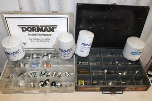 lot 131 image: Dorman oil drain plug sets plus Pro-Tec oil filters