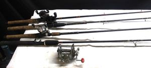 lot 198 image: Assorted fishing rods and reels as shown