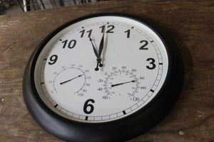 lot 250 image: Wall clock with barometer and thermometer