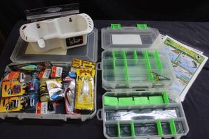 lot 333 image: Fishing lures and containers