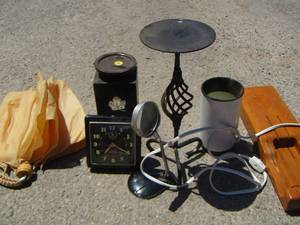 lot 73 image: home dcor- candle stand- clock- plus more