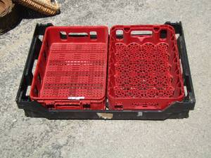 lot 81 image: 2 red crates and 1 black crate