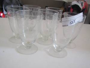lot 125 image: etched wine glasses