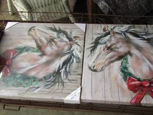 lot 161 image: HORSE PAINTINNGS ON CANVAS  20 X 20 Qty 2