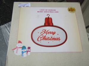 lot 162 image: MERRY CHRISTMAS Light Up Hanging Sign in original box