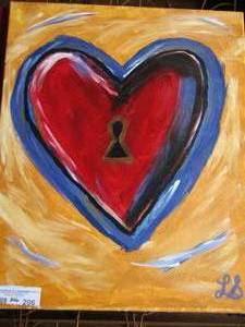 lot 206 image: 2016  heart and lock canvas