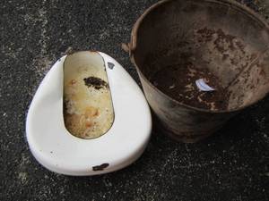 lot 212 image: vintage enamel bed pan and a bucket