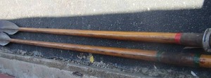 lot 225 image: 12ft Paddle set  FOR SCULLING minor damage on ends  - see pics