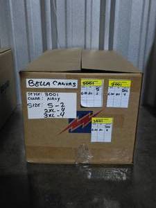 lot 15 image: 1 Box of Bella Canvas 3001 Unisex 100% Soft Cotton Navy Blue Adult Tee Shirts