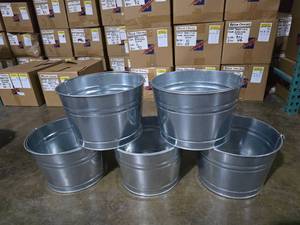 lot 26 image: Behrens 4.25 Gallon Galvanized Steel Pail  QUANTITY 5 PAILS  BID IS TIMES THE QUANTITY