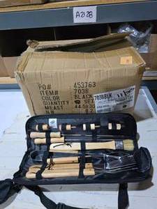 lot 33 image: HIT 10-Piece Wood & Stainless Steel BBQ Grill Set QUANTITY 10  BID IS TIMES THE QUANTITY