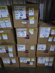 lot 61 image: 4 Boxes of Bella Canvas 6400 Womens Relaxed Fit 100% Soft Cotton White Adult Tee Shirts, SEE DESCRIPTION FOR SIZES AND QUANTITIES  BID IS TIMES THE QUANTITY SO YOU ARE BIDDING PER BOX