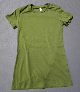 lot 65 image: 1 Box of Bella Canvas 6004 Womens Slim Fit 100% Soft Cotton Leaf Green Adult Tee Shirts, SEE DESCRIPTION FOR SIZES AND QUANTITIES  BID IS TIMES THE QUANTITY SO YOU ARE BIDDING PER BOX