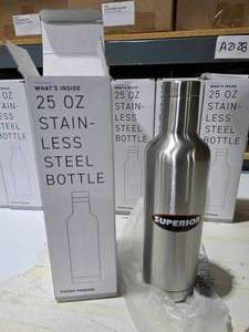 lot 32 image: H2GO 20ox Stainless Steel Water Bottle  QUANTITY 9  BID IS TIMES THE QUANTITY
