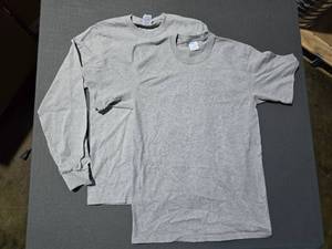 lot 160 image: WOW  10 Boxes of Port & Company PC61 Essential Athletic Heather Grey Shirts,  SEE DESCRIPTION FOR SIZES AND QUANTITIES  BID IS TIMES THE QUANTITY SO YOU ARE BIDDING PER BOX