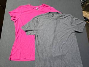 lot 210 image: WOW  2 Boxes of District DM130 Fuchsia Frost & Grey Frost Cotton Shirts,  SEE DESCRIPTION FOR SIZES AND QUANTITIES  BID IS TIMES THE QUANTITY SO YOU ARE BIDDING PER BOX