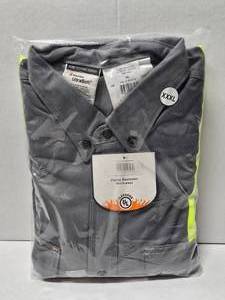 lot 143 image: Rasco Flame Resistant Westex Ultrasoft Grey Button Down Uniform Hi Viz Shirt, Size 3XL&nbsp MSRP $50