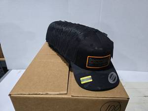 lot 193 image: Large Box of Boost Mobil YuPoong Multicam Snapback Flat Bill Trucker Hats, Approx 100 hats