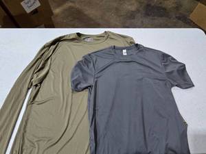 lot 263 image: WOW  4 Boxes of A4 Dri-Fit Long Sleeve & Short Sleeve Shirts,  SEE PICS FOR SIZE COUNTS  BID IS TIMES THE QUANTITY SO YOU ARE BIDDING PER BOX