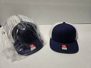 lot 130 image: Lot of Approx 12 Richardson 511 NavyWhite Wool Blend Flat Bill Trucker Hats