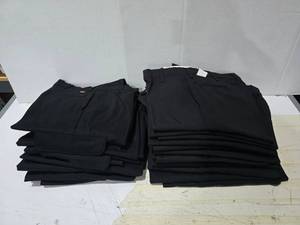 lot 302 image: Red Kap Mens Cargo (PT88BKO) &amp Flat Front (PT20BKO) Black Unhemmed Work Pants.  19 Total Pants.  SEE PICS FOR SIZES &amp COUNTS.&nbsp MSRP $30 Each