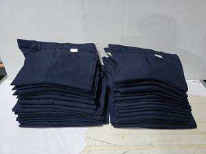 lot 304 image: Red Kap Mens Flat Front Navy Work Pants.  30 Pants Total.  SEE PICS FOR SIZES &amp COUNTS.&nbsp MSRP $30 Each