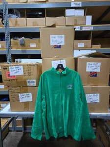 lot 348 image: 7 Boxes of Silver Eagle Green Team 365 Fleece Jackets.  Approx 90 Jackets.  SEE PICS FOR SIZE COUNTS