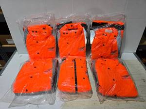 lot 351 image: Tri-Mountain Class 3 Orange Hi-Viz Insulated Bomber Jacket, Size Small  QUANTITY 6  BID IS TIMES THE QUANTITY