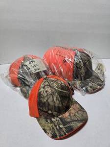 lot 369 image: Lot of 21 Pacific 694M CamoOrange Hats.  Includes SM (Qty 6) & LXL (Qty 15)