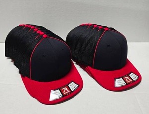 lot 373 image: Lot of 16 Richardson 172 Fitted Pulse Sportmesh R-Flex NavyRed Hats.  Includes XSSM (Qty 9) & SM (Qty 7)