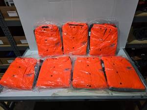 lot 353 image: Tri-Mountain Class 3 Orange Hi-Viz Insulated Bomber Jacket, Size XL  QUANTITY 7  BID IS TIMES THE QUANTITY