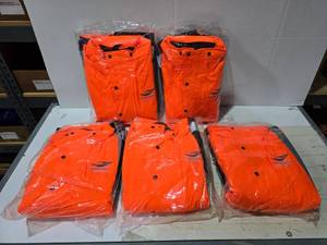 lot 355 image: Tri-Mountain Class 3 Orange Hi-Viz Insulated Bomber Jacket, Size 3XL  QUANTITY 5  BID IS TIMES THE QUANTITY