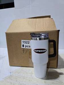 lot 408 image: Superior 40oz 188 Stainless Steel Tumbler w Straw  QUANTITY 7  BID IS TIMES THE QUANTITY