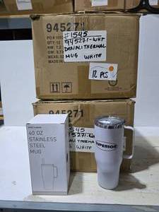 lot 410 image: Superior 40oz 188 Stainless Steel Tumbler w Straw  QUANTITY 18  BID IS TIMES THE QUANTITY