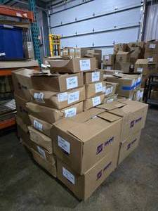 lot 418 image: MASSIVE Pallet Lot Full of Boost Mobile Store Promotional Items.  Includes Banners, Store Bags, Table Covers, Vinyl Banners & MORE