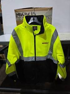 lot 449 image: 1 Box of Visibility Enhanced Apparel Thick Fleece Lines Hi Viz Jackets.  4 Jackets Total