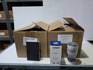 lot 450 image: Lot of Misc Extra Mile Items.  Includes Black Notebooks & Tumblers.  64 Pieces Total