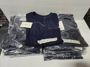 lot 444 image: Rasco Flame Resistant FR0101NV Navy Long Sleeve Henley, Size 3XL  QUANTITY 14  BID IS TIMES THE QUANTITY&nbsp MSRP $40 Each