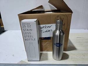 lot 455 image: H2Go Stainless Steel Noir Westmor 25oz Tumbler  QUANTITY 24  BID IS TIMES THE QUANTITY