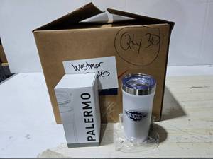 lot 457 image: H2Go White Westmor Palermo 18oz Tumbler  QUANTITY 30  BID IS TIMES THE QUANTITY