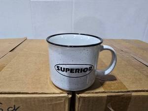 lot 494 image: Superior 15oz Campfire Coffee Mugs.  Approx 72 Mugs Total.  QUANTITY 2 BOXES  BID IS TIMES THE QUANTITY