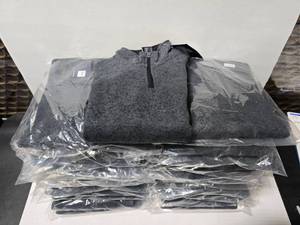 lot 536 image: Charles River #5312 Womens Heathered Charcoal Fleece Pullover, Size Large  QUANTITY 21  BID IS TIMES THE QUANTITY