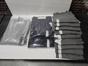 lot 581 image: Lot of Rasco 2XL Shirts.  Includes FR0101GY Grey Henley (Qty 9), FR2102NV Navy Hoodie (Qty 2) &amp FR2102GY Gray Hoodie (Qty 1)  TOTAL QUANTITY 12 SHIRTS  BID IS TIMES THE QUANTITY